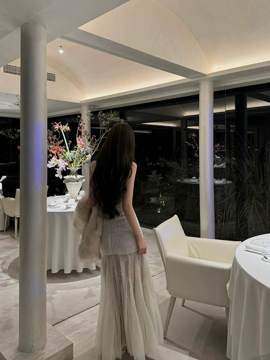 Winter Engagement Slip Dress – Elegant Luxe Bridal Birthday Gown