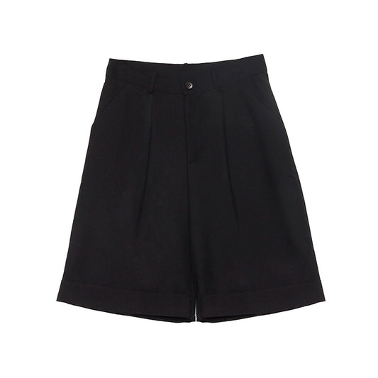 Original Black Loose Fit Straight Midi Pants