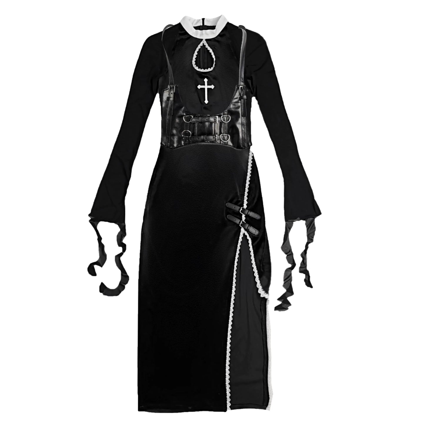 Dark Gothic Cross Embroidered Dress
