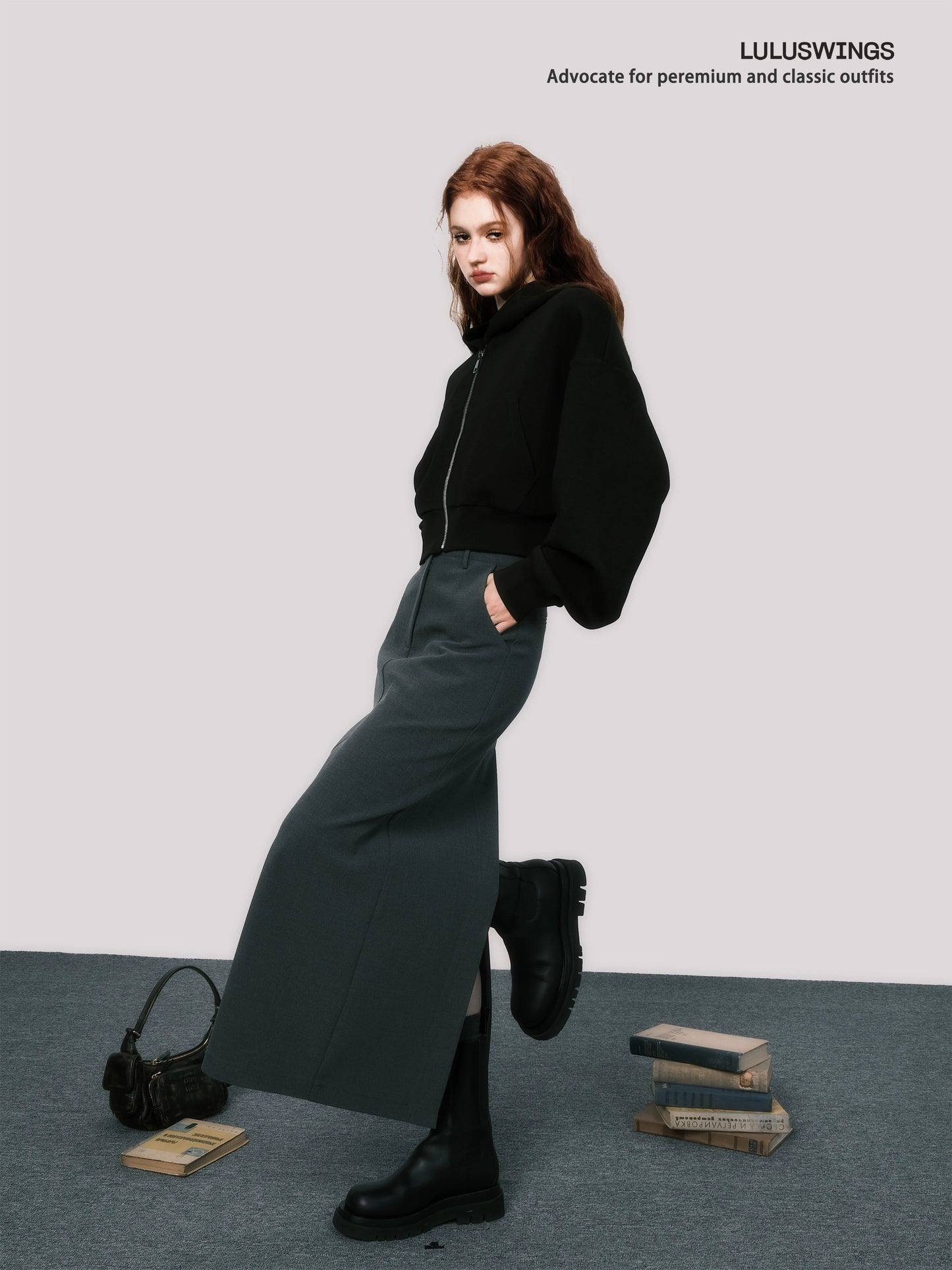 Sudadera con capucha holgada gris informal - American Lazy Girl