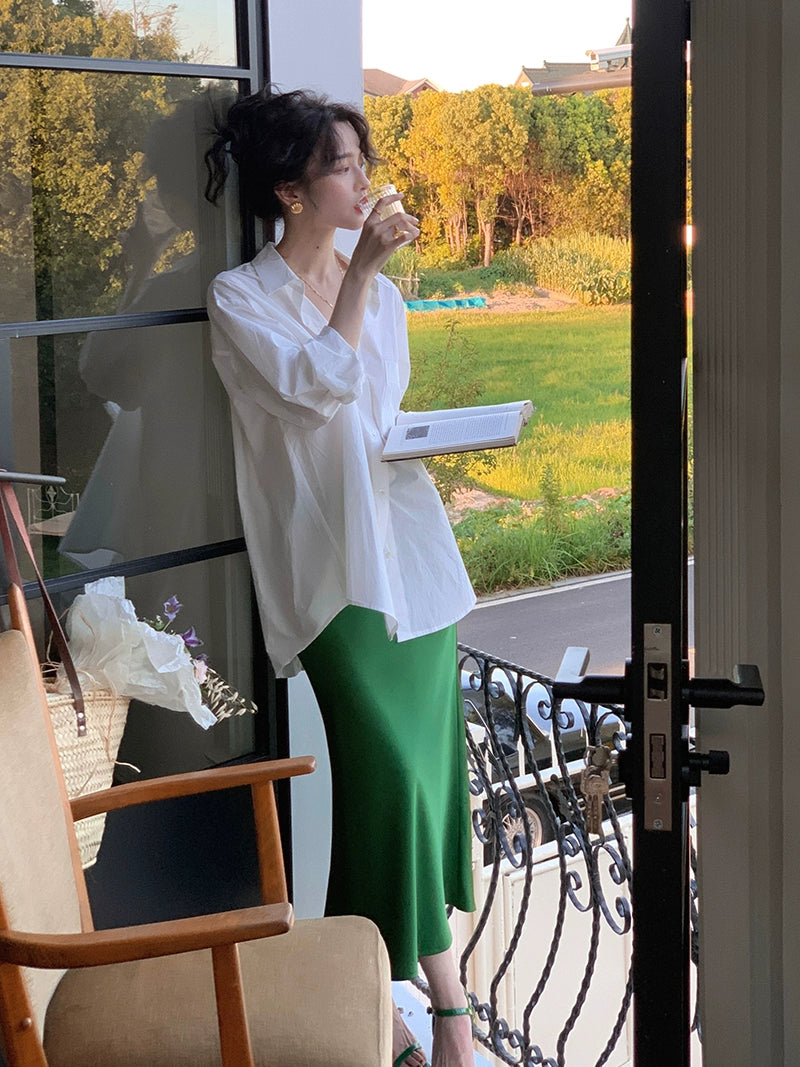 Elegant Satin A-Line Jupe: printemps / été glamour