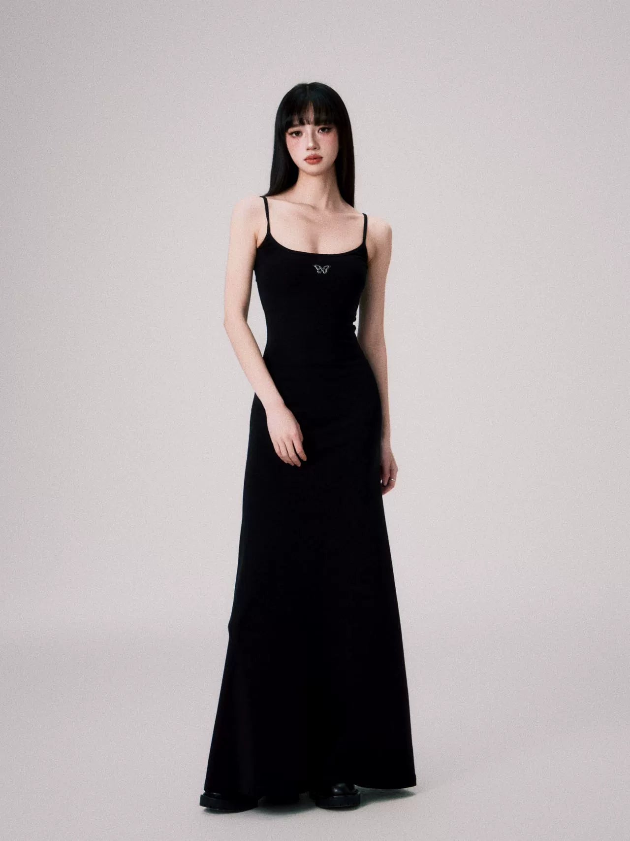 Solid Square Neck Knitted Premium Hip-Wrap Slip Dress