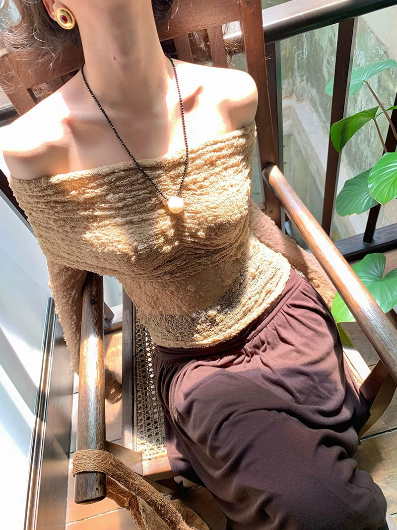 Haut en tricot à dentelle creuse à une épaule