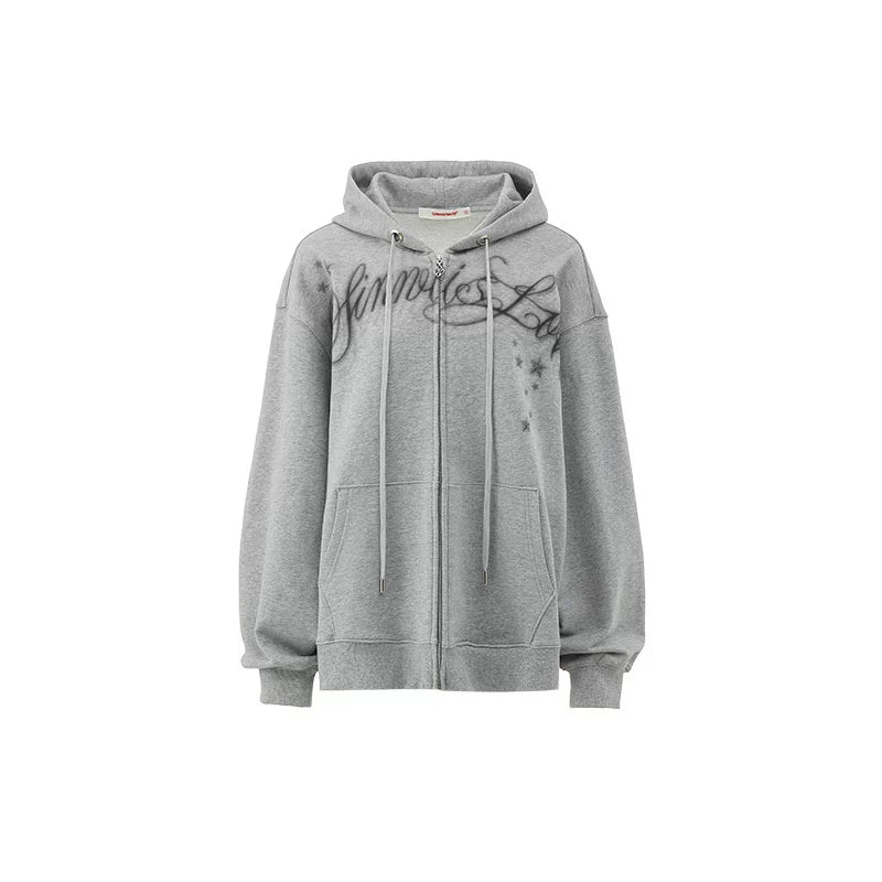 Inkjet Letter Print Loose Cardigan – Street Style Sweatshirt