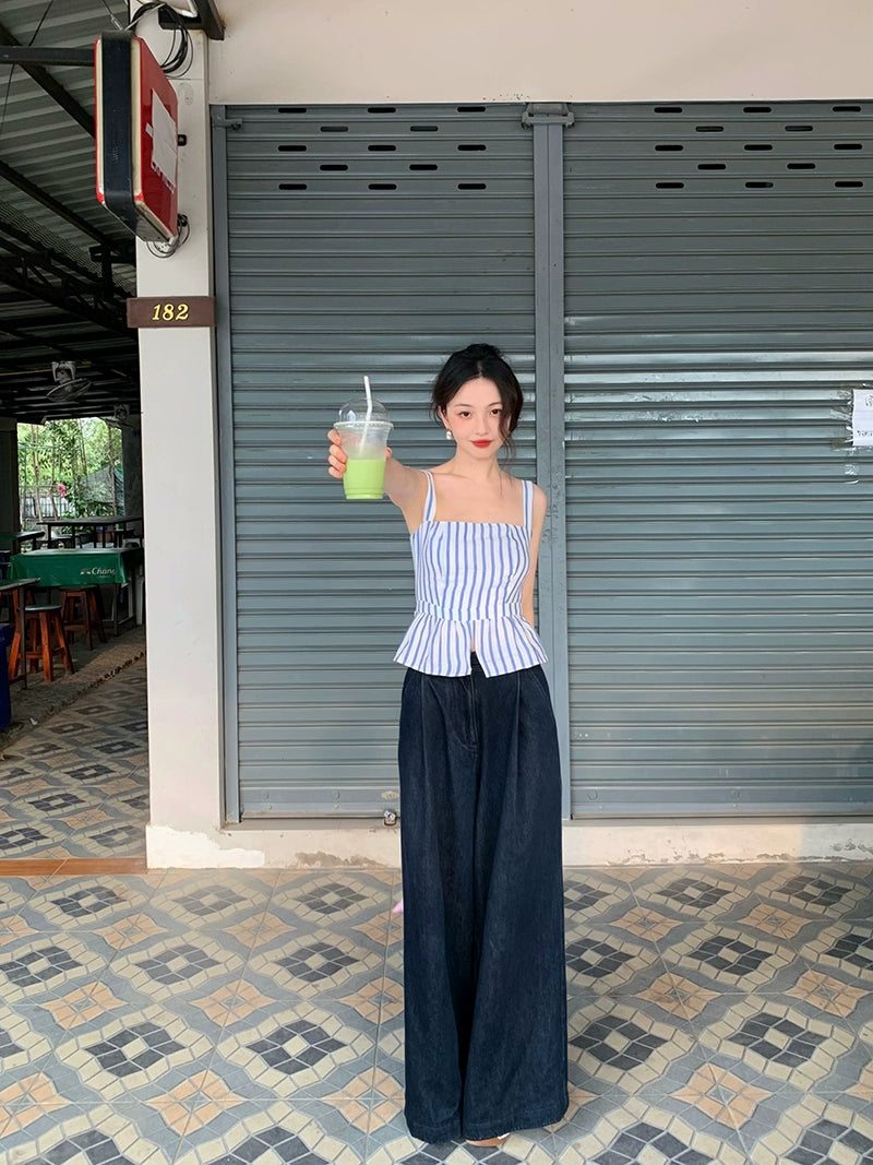 Camisola a rayas con cordones