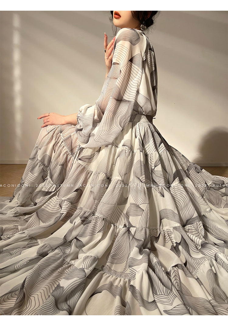 Elegant Cloud Weave Print Suit