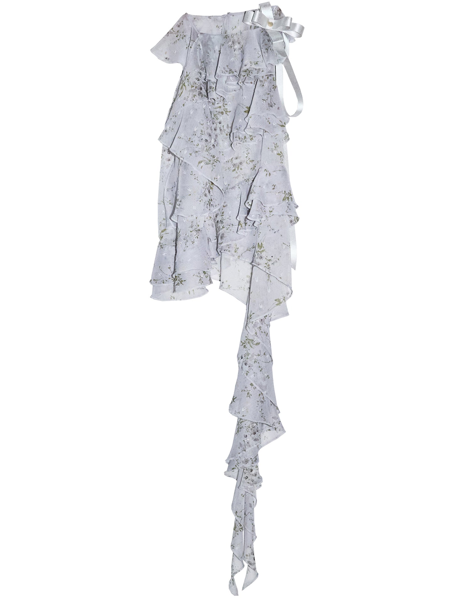 Morning Mist Blue Floral Camisole | Romantic Ruffle Top
