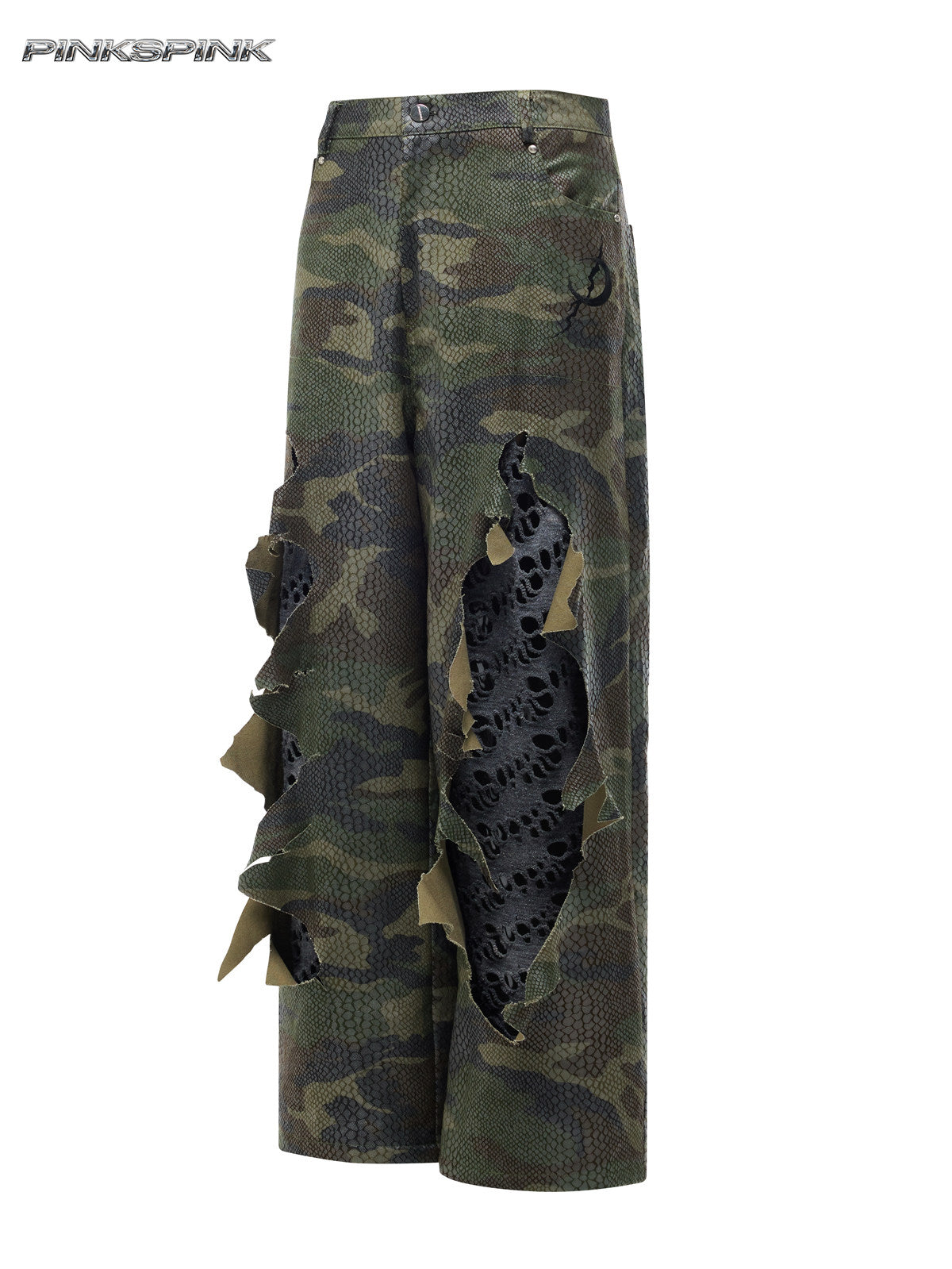 Camouflage Painted Distressed Low-Rise Unisex Y3K Jeans
