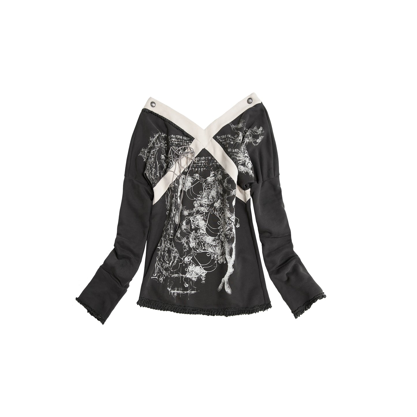 Top in maglia con stampa su una spalla