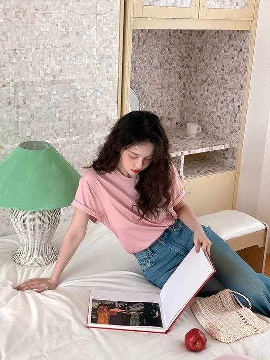 Camiseta francesa de algodón con hombros descubiertos