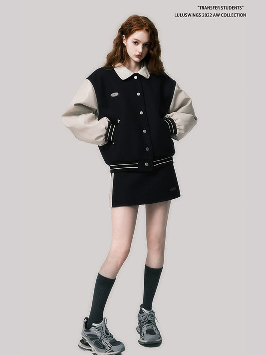 Wool Cotton Baseball Jacket Set