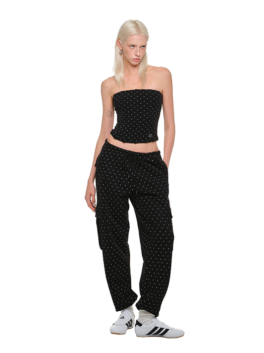 Cat Paw & Polka Dot Hoodie Set – Long and Short Layered Sweatshirt + Pants Suit