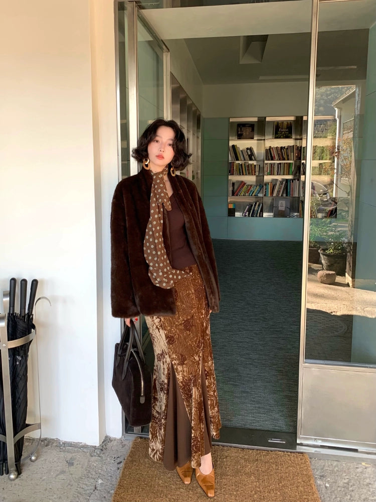 Short Fur Coat – Velvet Snow Winter Elegance