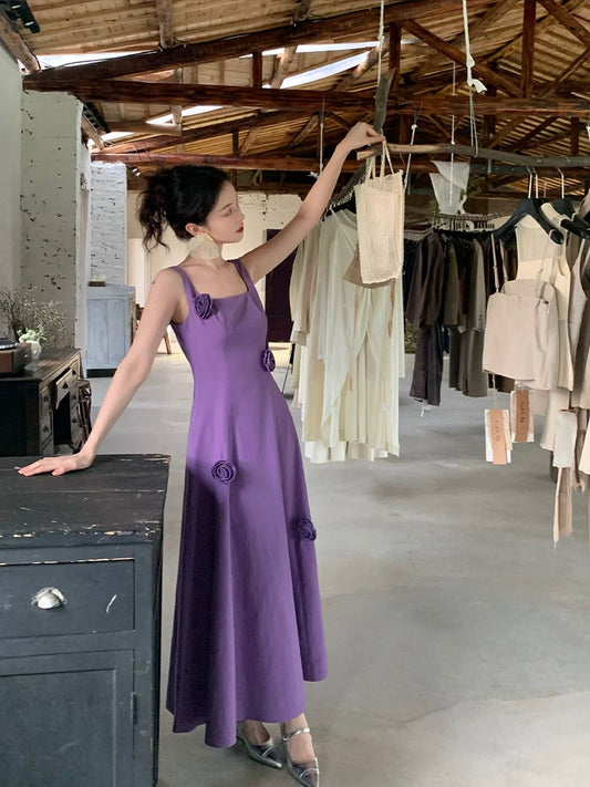 Square Neck Floral Slimming Dress