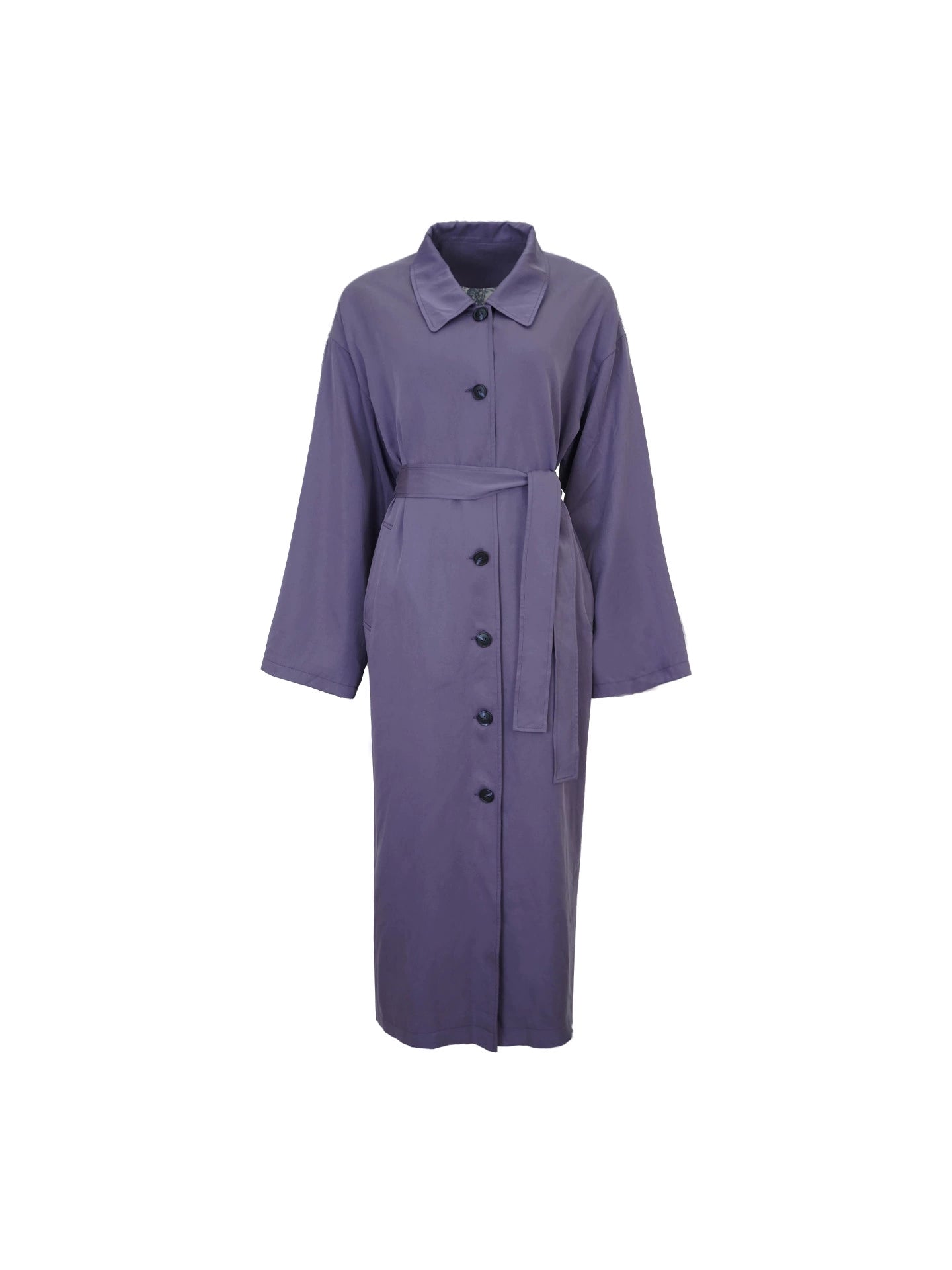 Autumn Moon Purple 100% Tencel Long Trench Coat – Wine Noon 2025