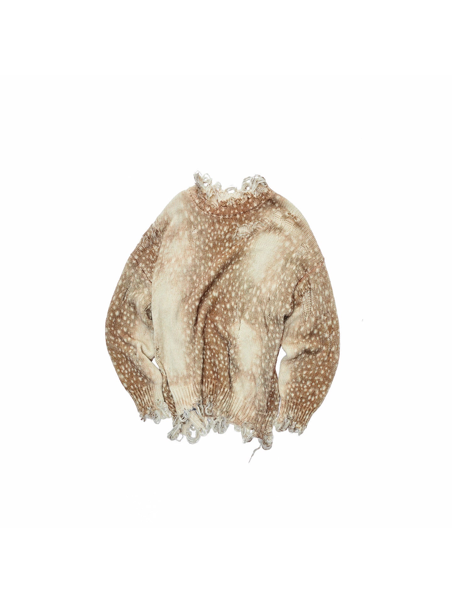 Deer Print Distressed Knit Sweater