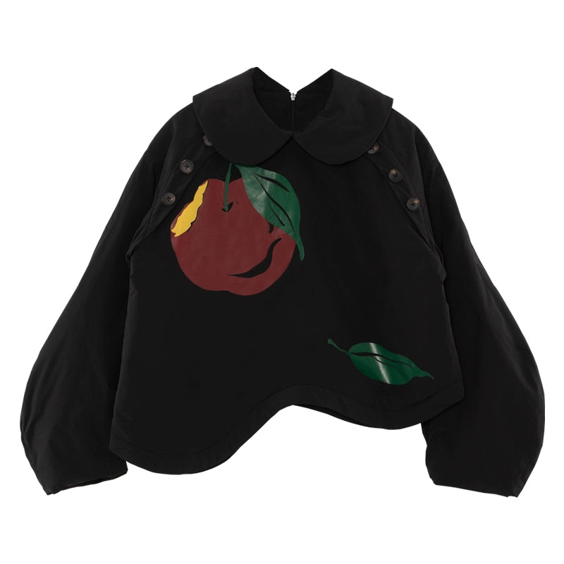 আসল লাল আপেল প্রিন্ট ডল নেক সুতির পোশাক