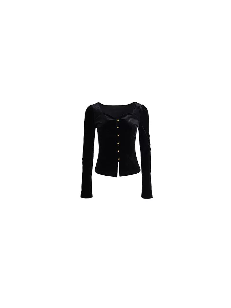 Velvet Square Neck Crop Jacket – Handwritten Love Letter Charm