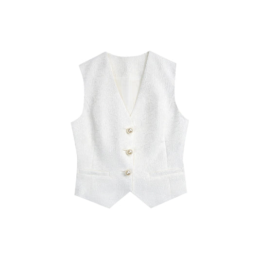 Costume de gilet en perles blanches