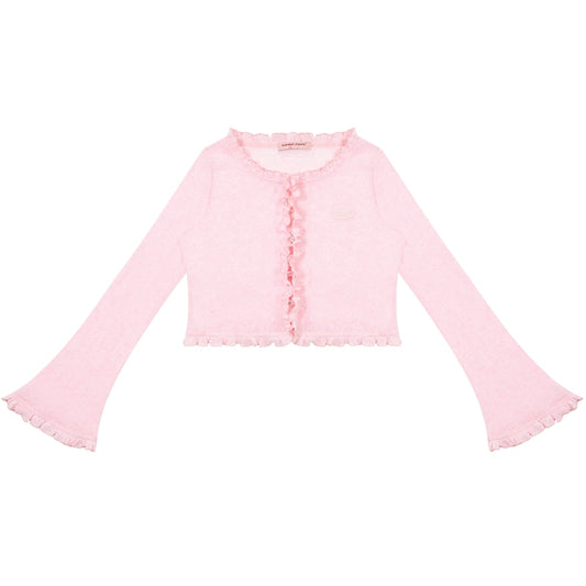 Cardigan à volants translucide | Tricot de protection solaire rétro mince pour le printemps/été