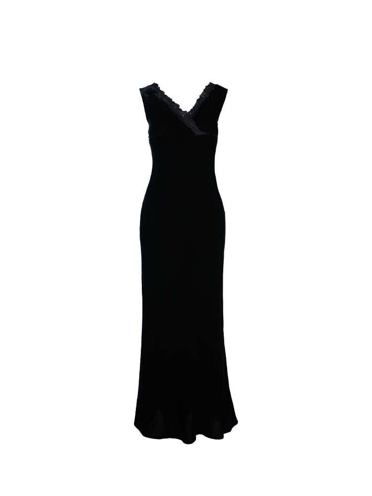 Qing Huandu Sleeveless V-Neck Backless Dress – Hepburn Dinner Style