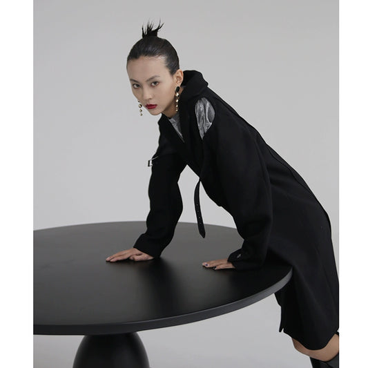 Флисовое пальто с деконструированной металлической пряжкой D420