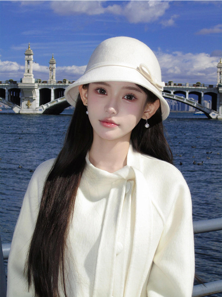 Luxe Reversible Cashmere Coat – Chic Short Tweed Fox Fur Cape