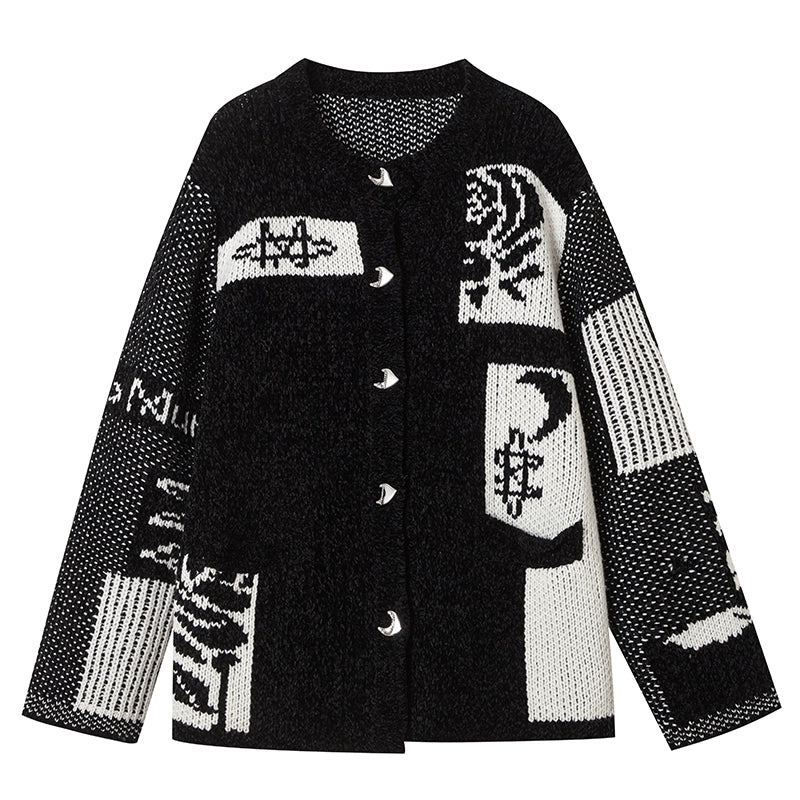 Double Layer Jacquard Sweater Coat