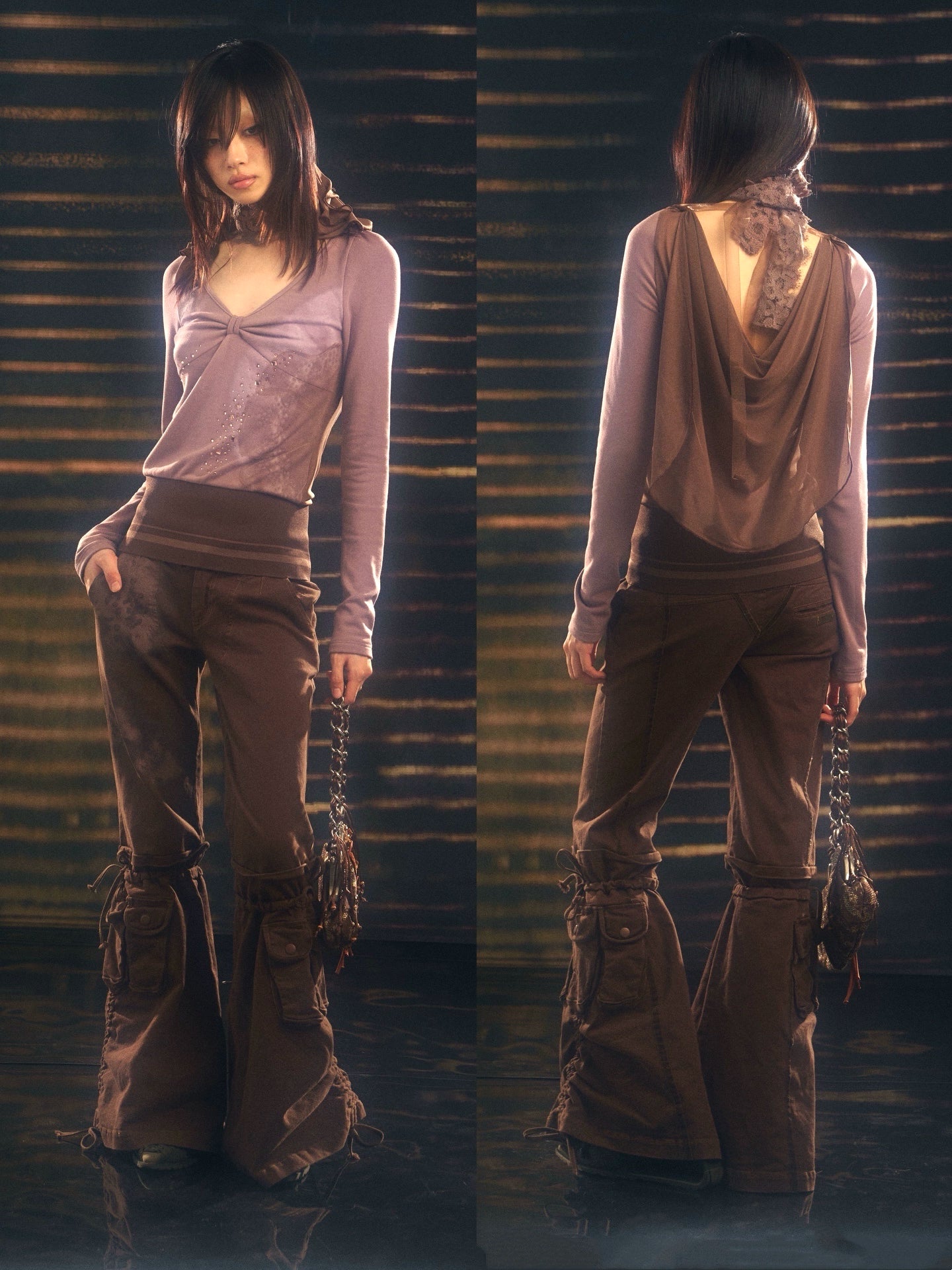 Distressed Flared Trousers – Raw-Edge Low-Rise Look