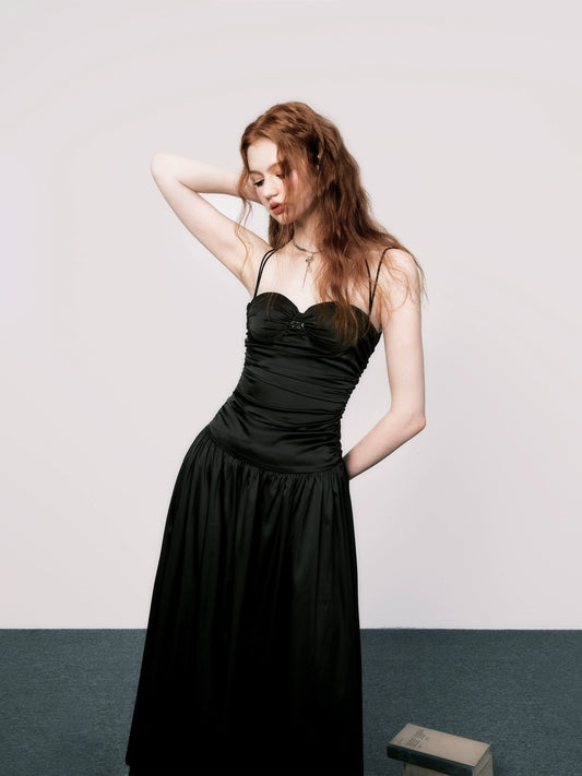 French Backless Luxury Dress - Dark Wrinkle