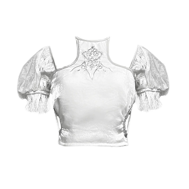 Silver Dragon Bubble Sleeve Top