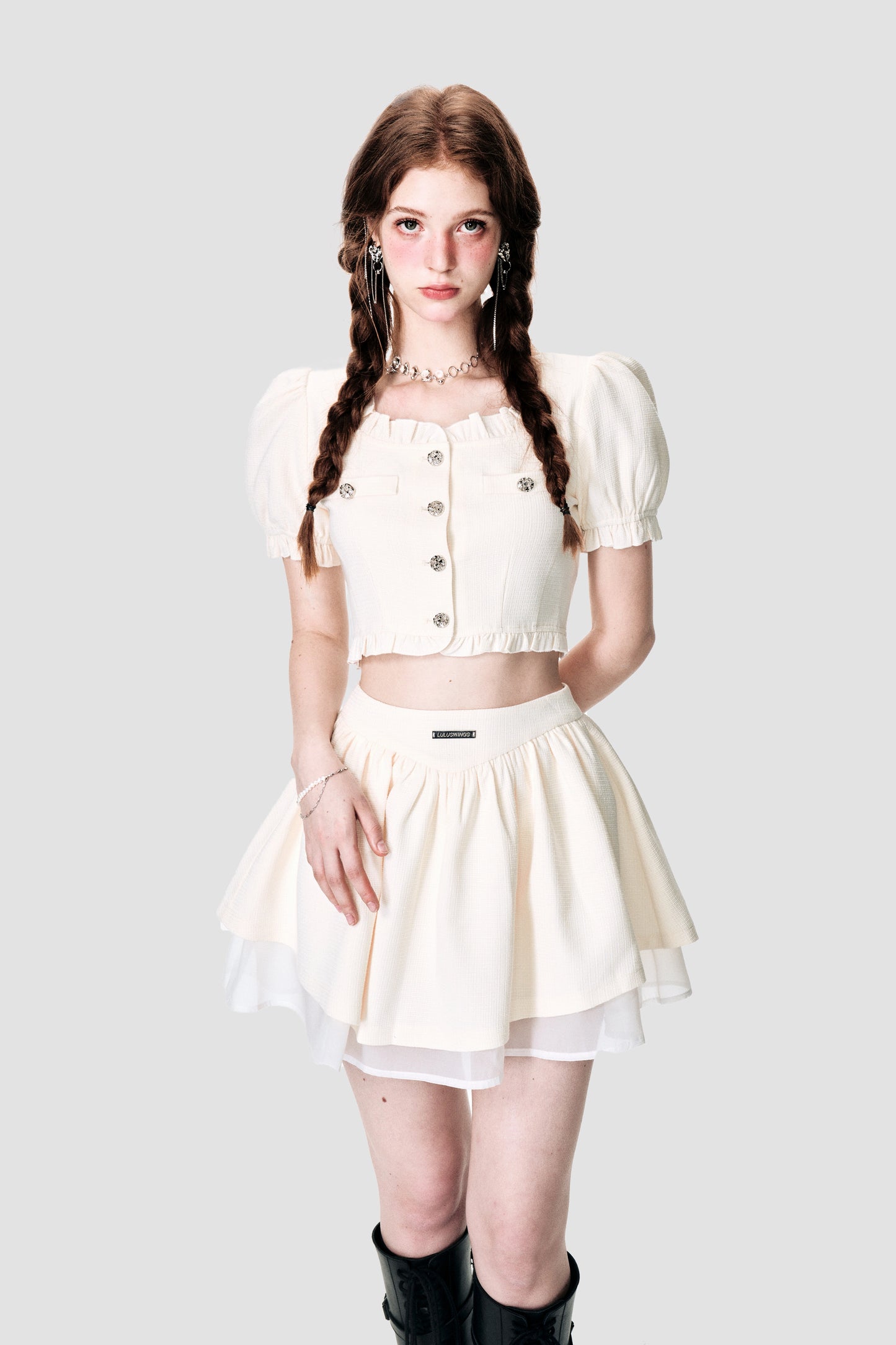 French Fragrance Black Fluffy Set Skirt