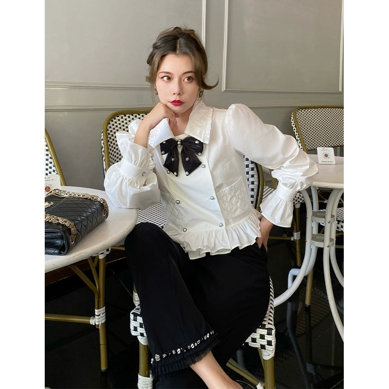 French Bow Top with Ruffle Edge