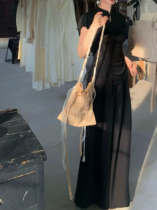 Camiseta irregular con cuello cheongsam