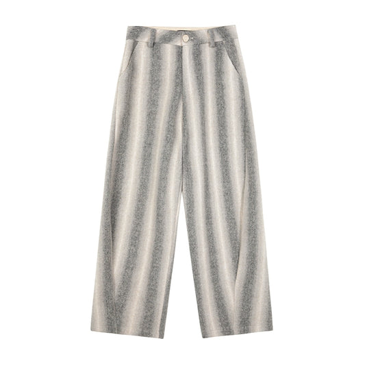 디자이너 모직복 바지 모직 바지 여성 겨울 와이드 다리 하이 허리 두꺼운 캐주얼 랜턴 바지