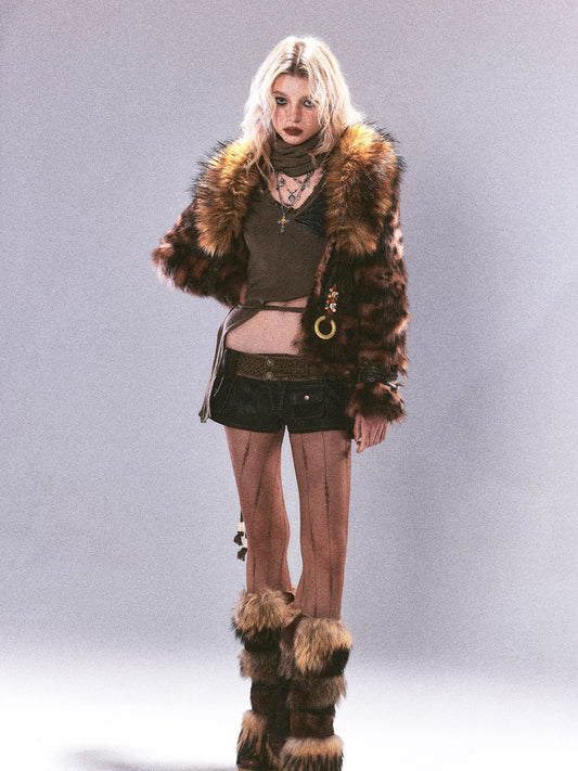 Pantaloncini multitasche in pelle lavata