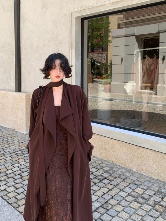 Paris Old Dream Lapel Trench Coat – Hong Kong Retro Autumn Long Coat