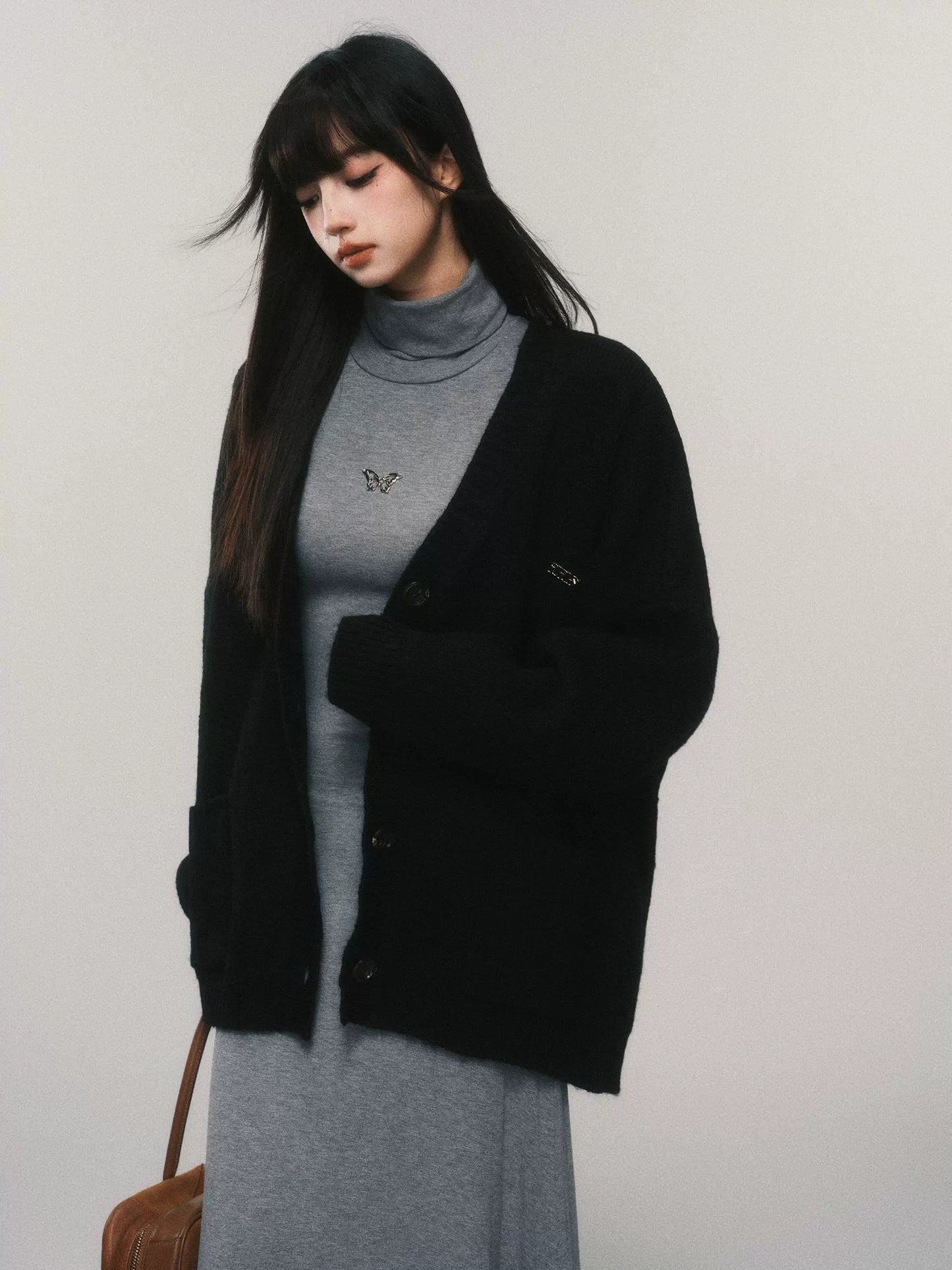 Premium Black Wool Knit Cardigan Sweater Jacket (Casual Fit)