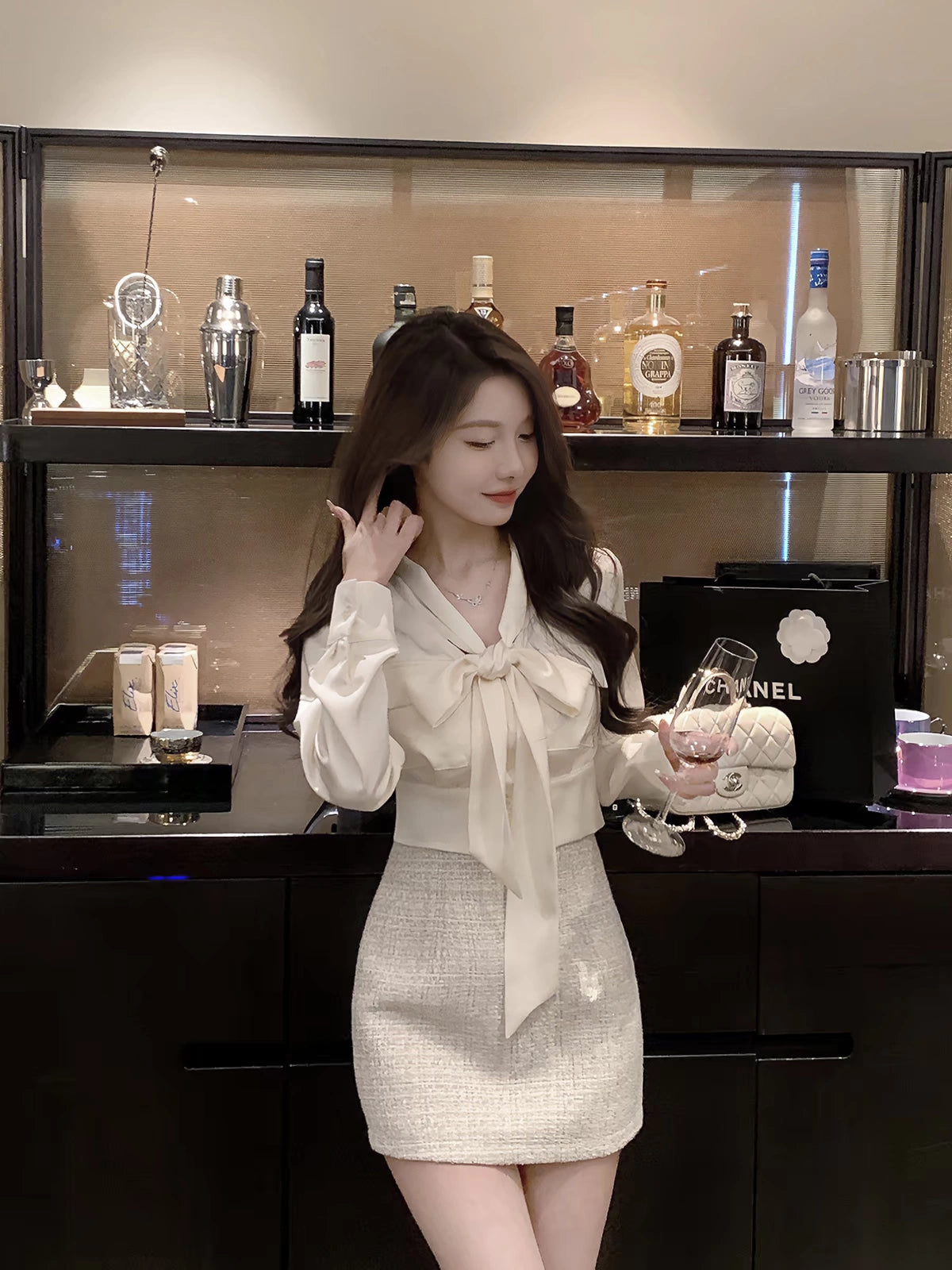 Satin Ribbon Waist Tie Shirt by Romance