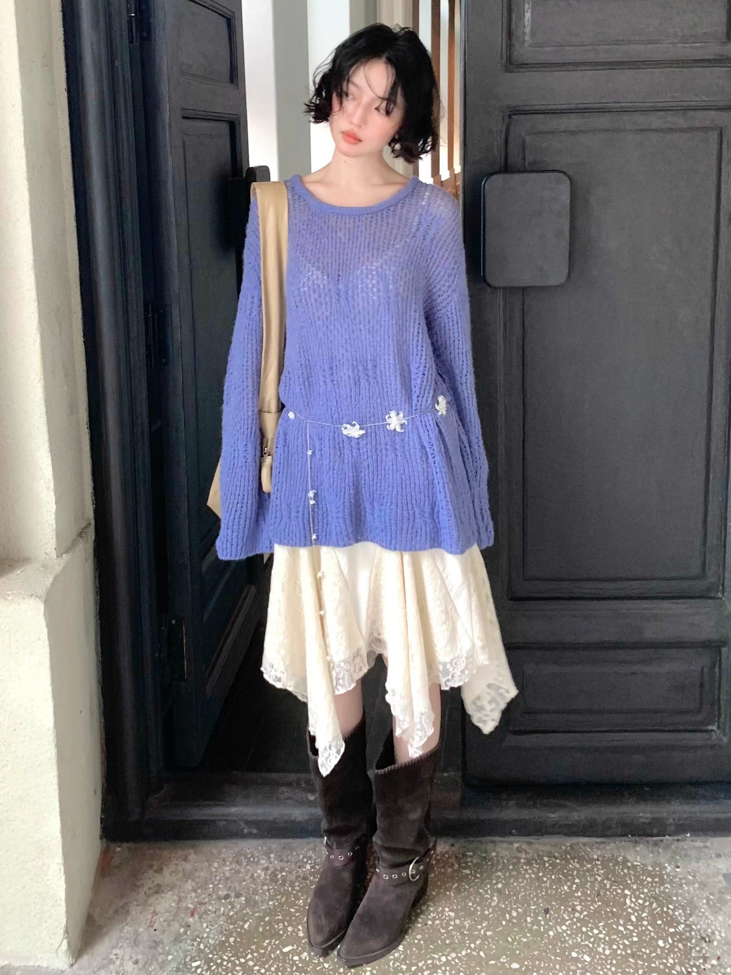 Yunlu Relaxed Round-Neck Knit Cover-Up – Hong Kong Retro Autumn Mood