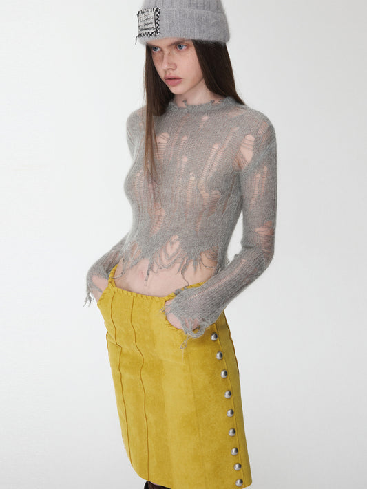 Openwork Mohair Knit Sweater