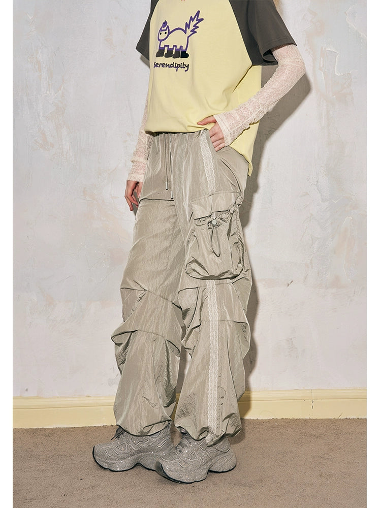 السراويل الرباط المرقعة مطوي الرباط