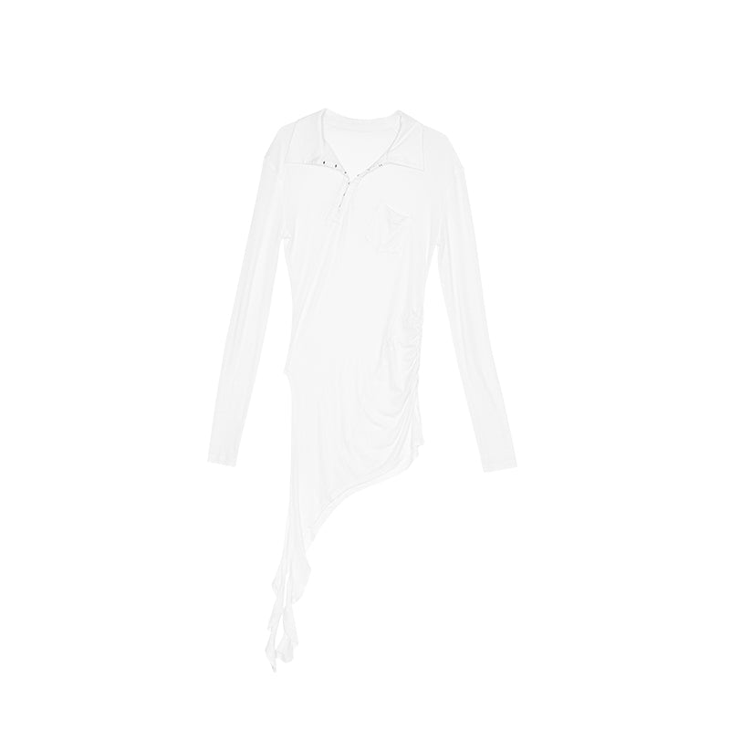 Deconstructed Polo Shirt – Irregular Hook Slim Fit Style