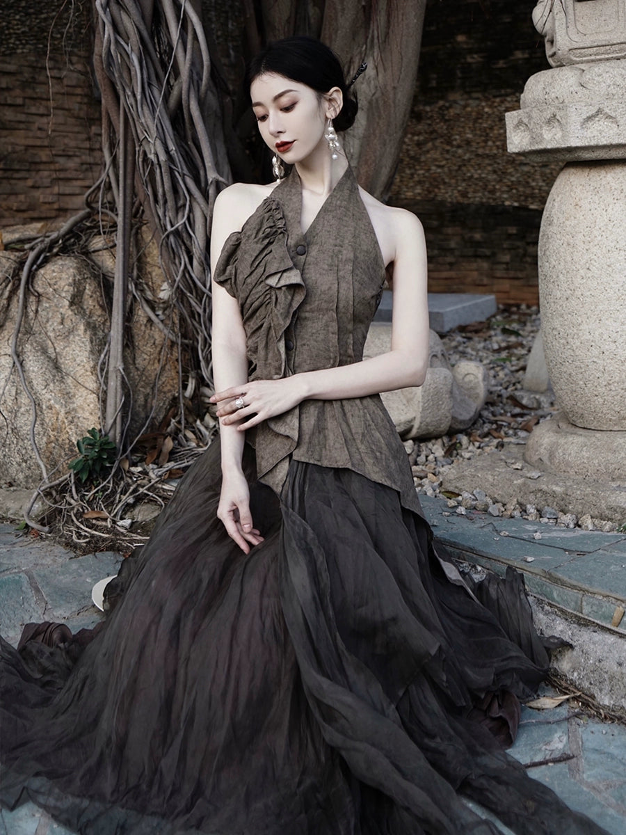 여름 개척자 오픈 백 조끼 : 원본