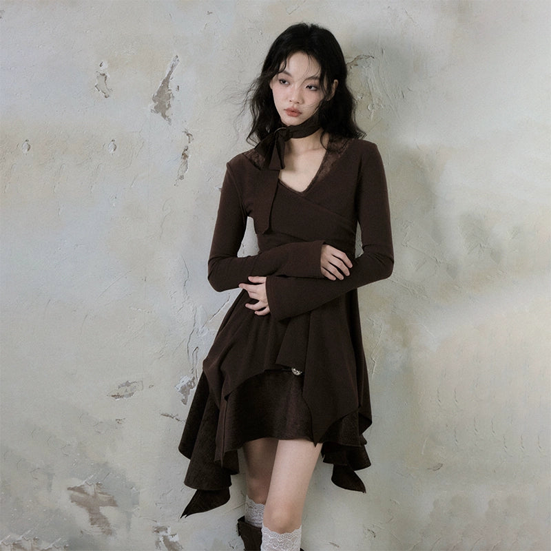 Evening Twilight River Cross Ear Edge Knit Shirt