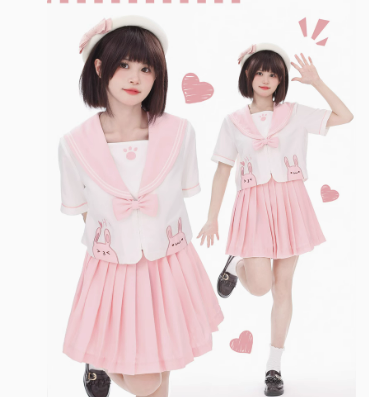 3D embroidery rabbit JK uniform tops – Serendute