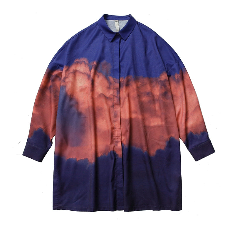 حرق الغيوم فستان قميص الخريف