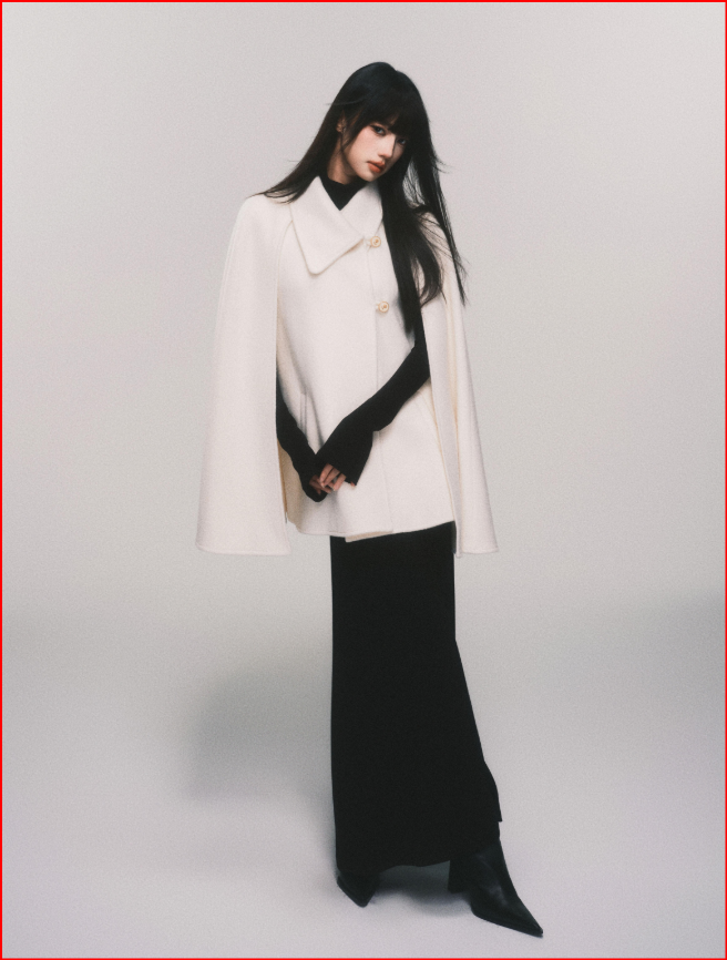 Reversible Shawl Cape Wool Tweed Jacket (White Edition)