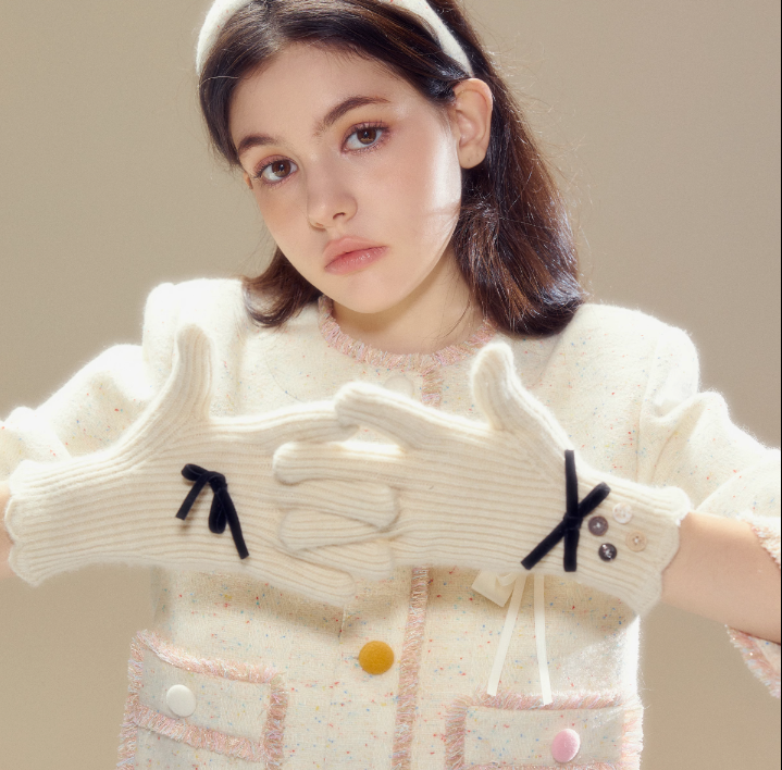 Fleece Bow Handmade Gloves