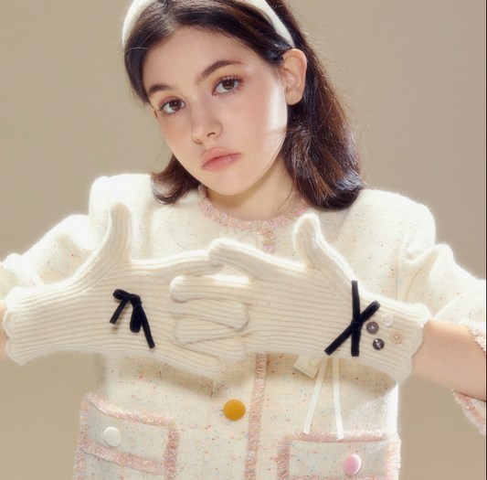 Fleece Bow Handmade Gloves